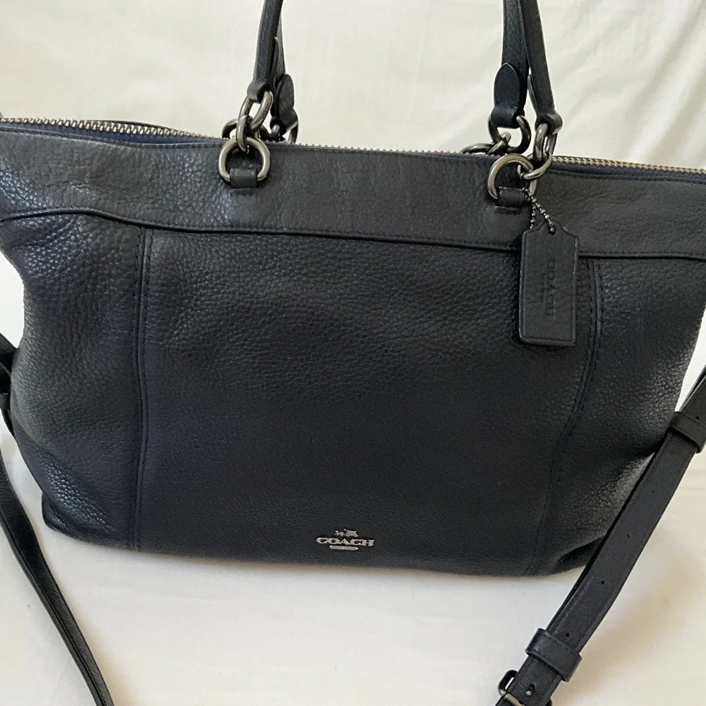 COACH Lennox 2Way Leather Tote Satchel Blue